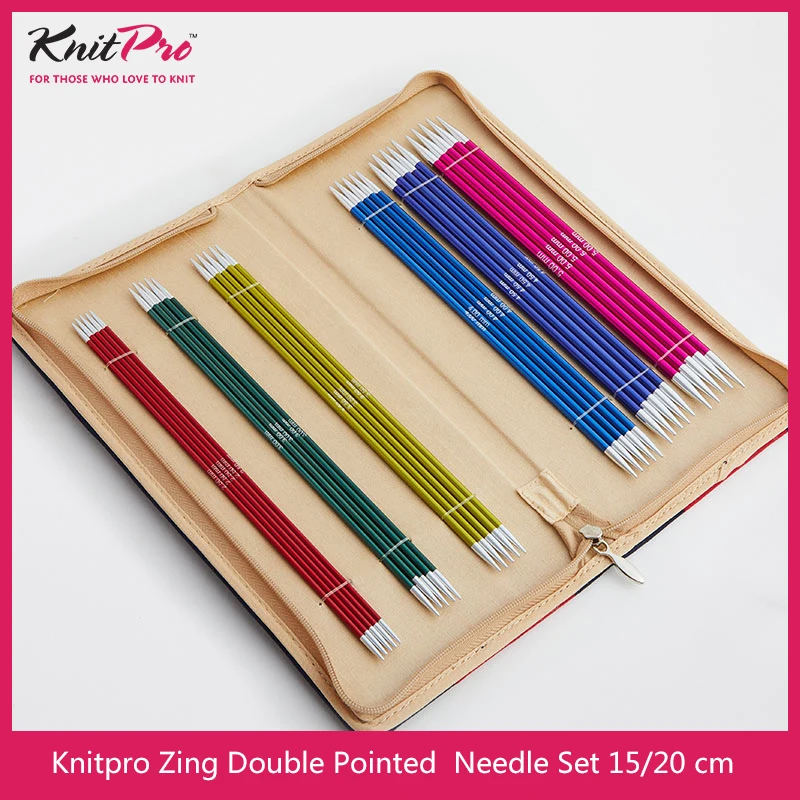 Knitpro Zing 15/20cm Double Pointed Aluminum Knitting Needle Set Deluxe