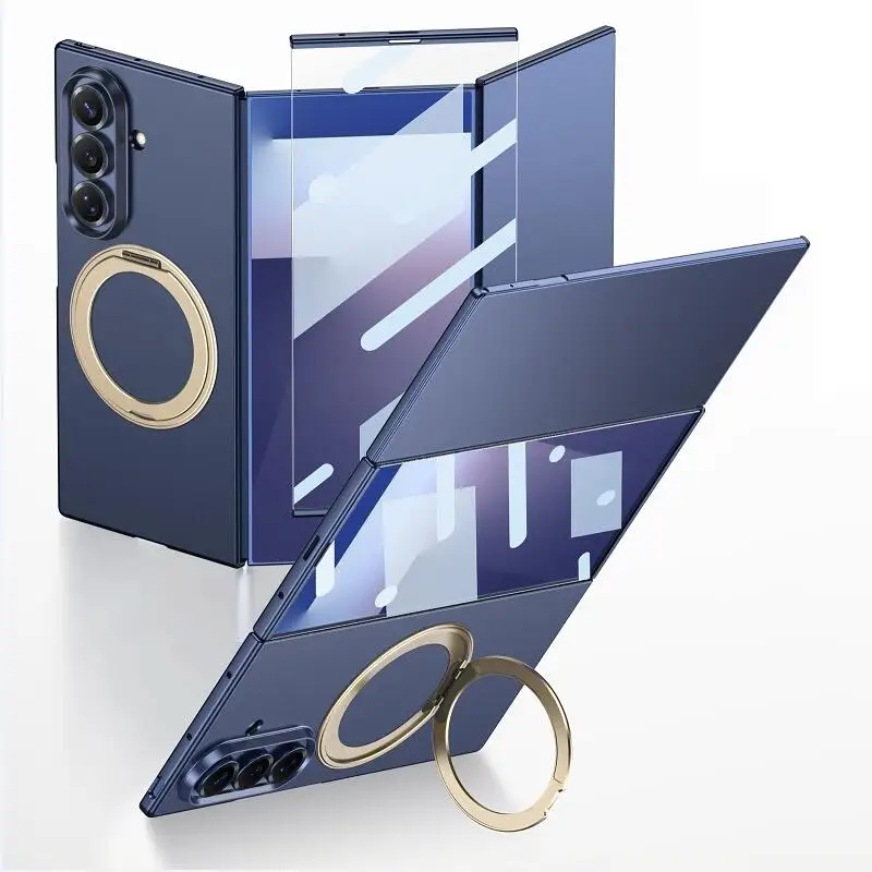 Magnetic 360° Rotating Ring Holder Case with Glass Protector