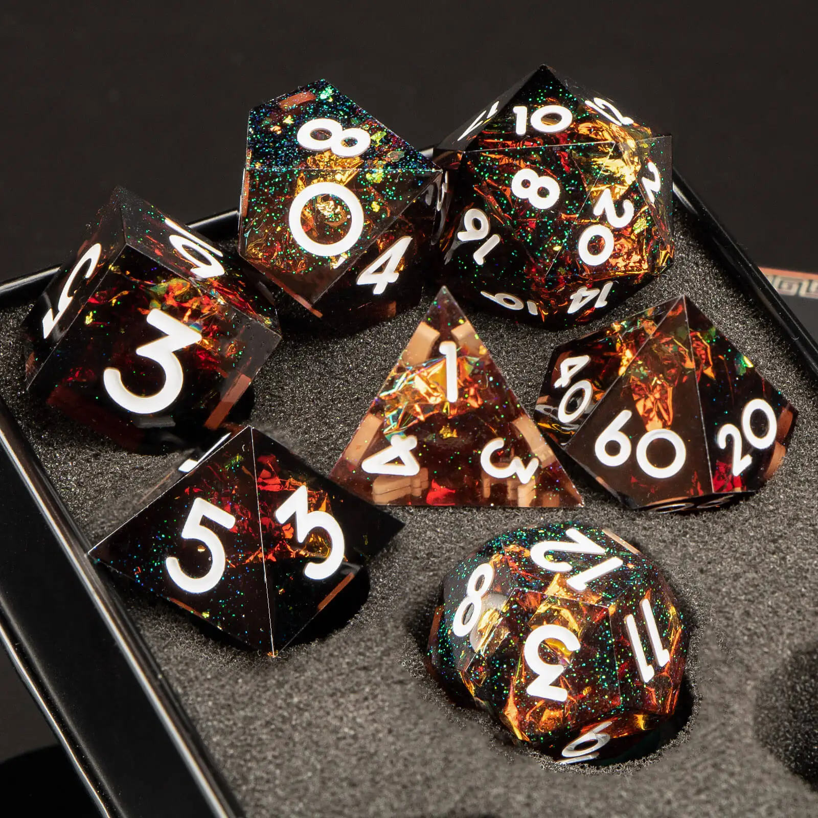 수지 샤프 에지 주사위 세트 DND, 수제 D 및 D 던전 및 드래곤 주사위, RPG 롤 플레잉 게임 D&D 주사위 D20 D12 D10 D8 D6 D4