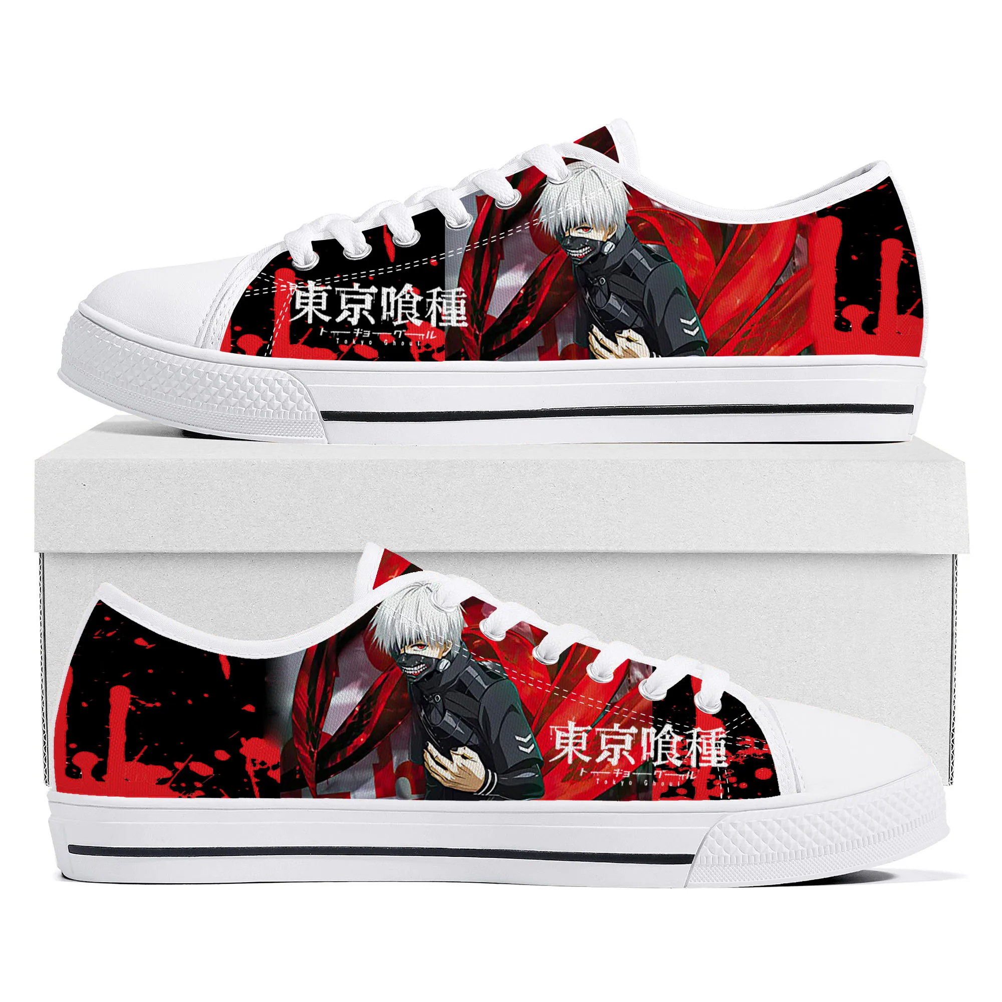 Anime Ken Kaneki Tokyo Ghoul Low Top High Quality Shoes Mens Womens Teenager Canvas Sneaker Casual Couple Sneakers Custom Shoe tokyo ghoul anime hoodie pullovers sweatshirts patchwork hoodies ken kaneki graphic anime manga tops casual hip hop streetwear