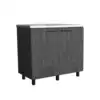 Napoles 2 Utility Sink with Cabinet, Stainless Steel Countertop, Interior Shelf Smokey Oak 4