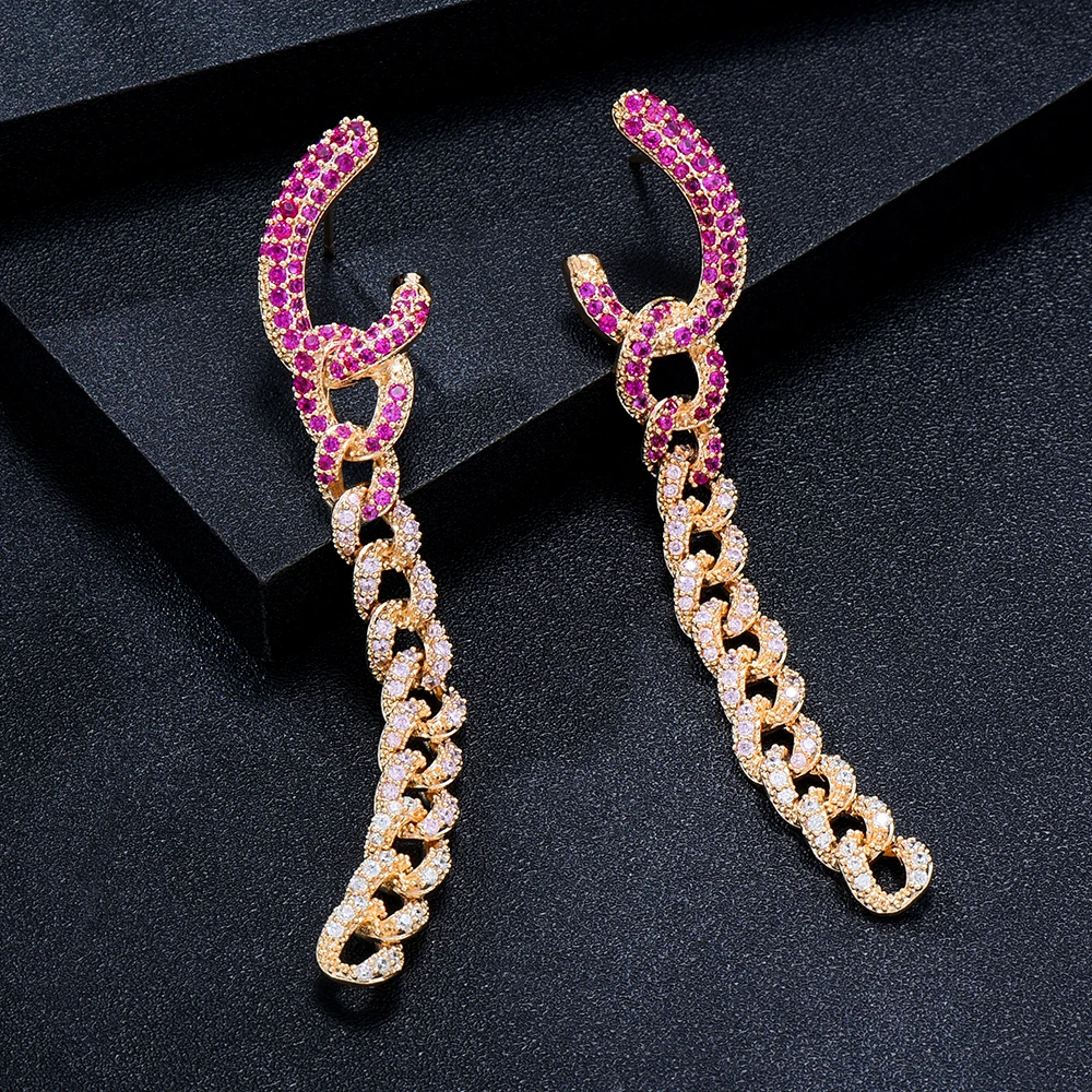 

Missvikki Luxury Long Chain Pendant Earrings For Women Wedding Romantic CZ Engagement Indian Earrings for Women Gift