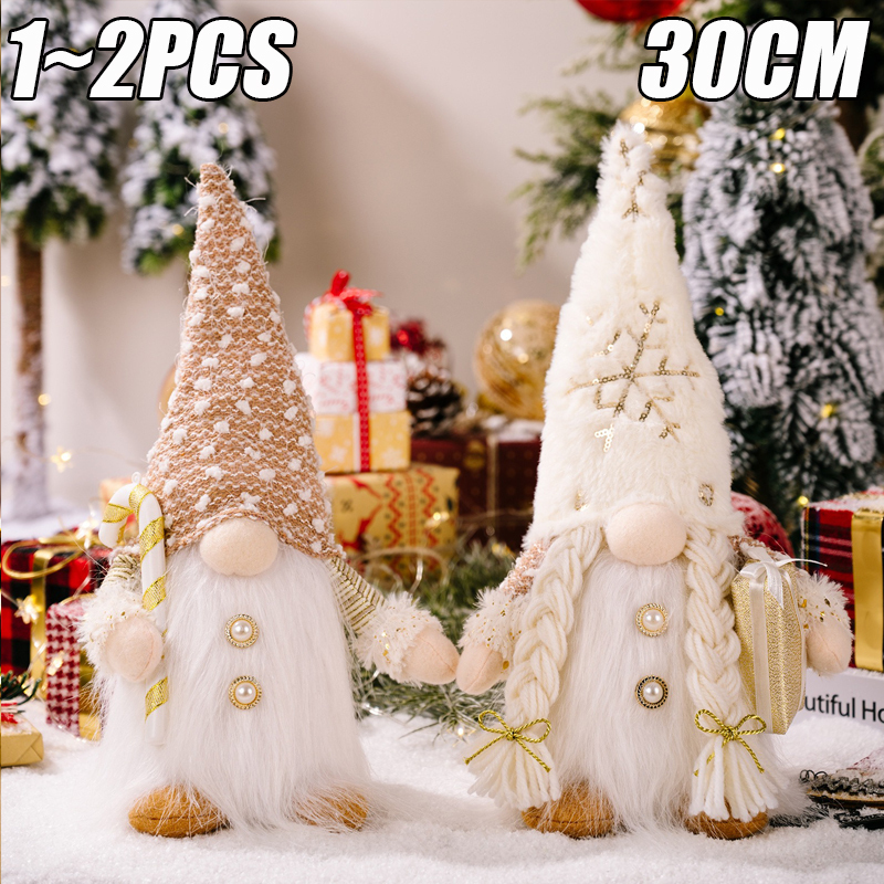 2024 Gnome Christmas Decorations 30cm Light Up Christmas Gnomes Plush Ornaments Knited Elf Dwarf Gift Home Table Decor