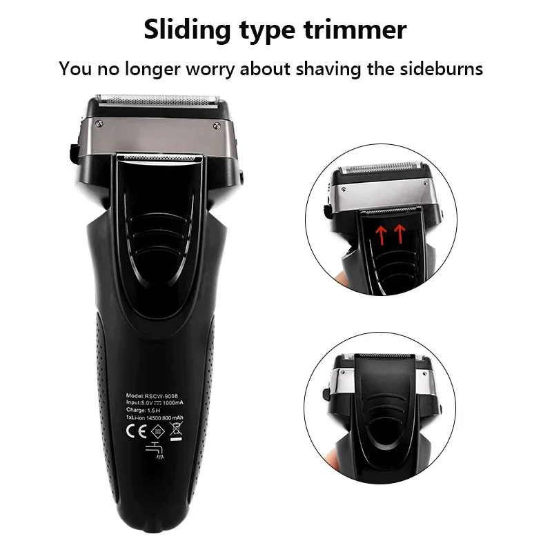 USB Rechargeable Electric Shaver Stainless Steel Shaving Machine for Men 3D Triple Floating Blade Razor Shaver Barber Electric