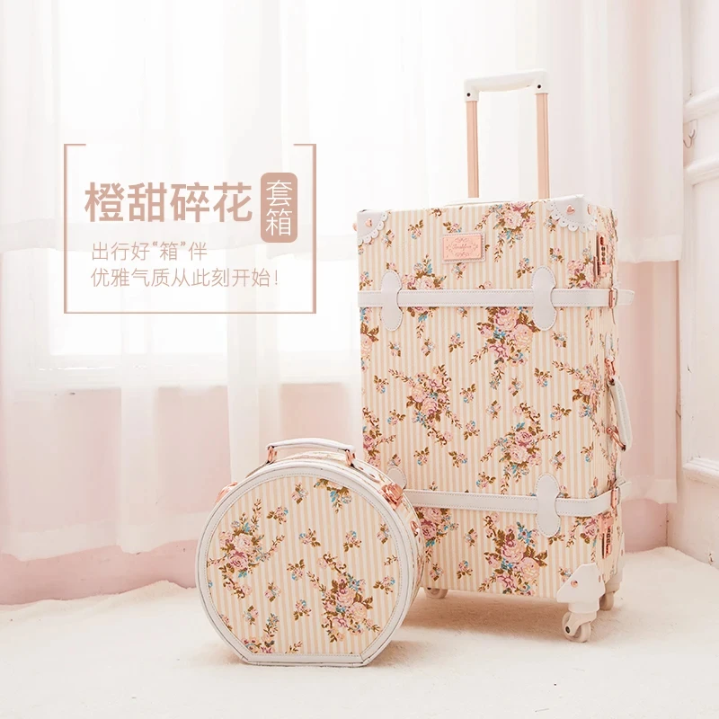 Women's 20 inch Suitcase luggage Hardside Rolling Spinner Retro Style for Travel suitcase set