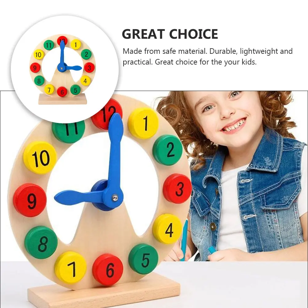 1Pcs 나무 숫자 시계 어린이를위한 교육 학습 도구 다단계 사고 개발 생일을위한 다채로운 시계 퍼즐