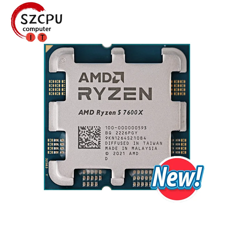  AMD Ryzen 5 7600X R5 7600X 4.7 GHz 6-Core 12-Thread CPU Processor 5NM L3=32M 100-000000593 Socket AM5 New but without cooler