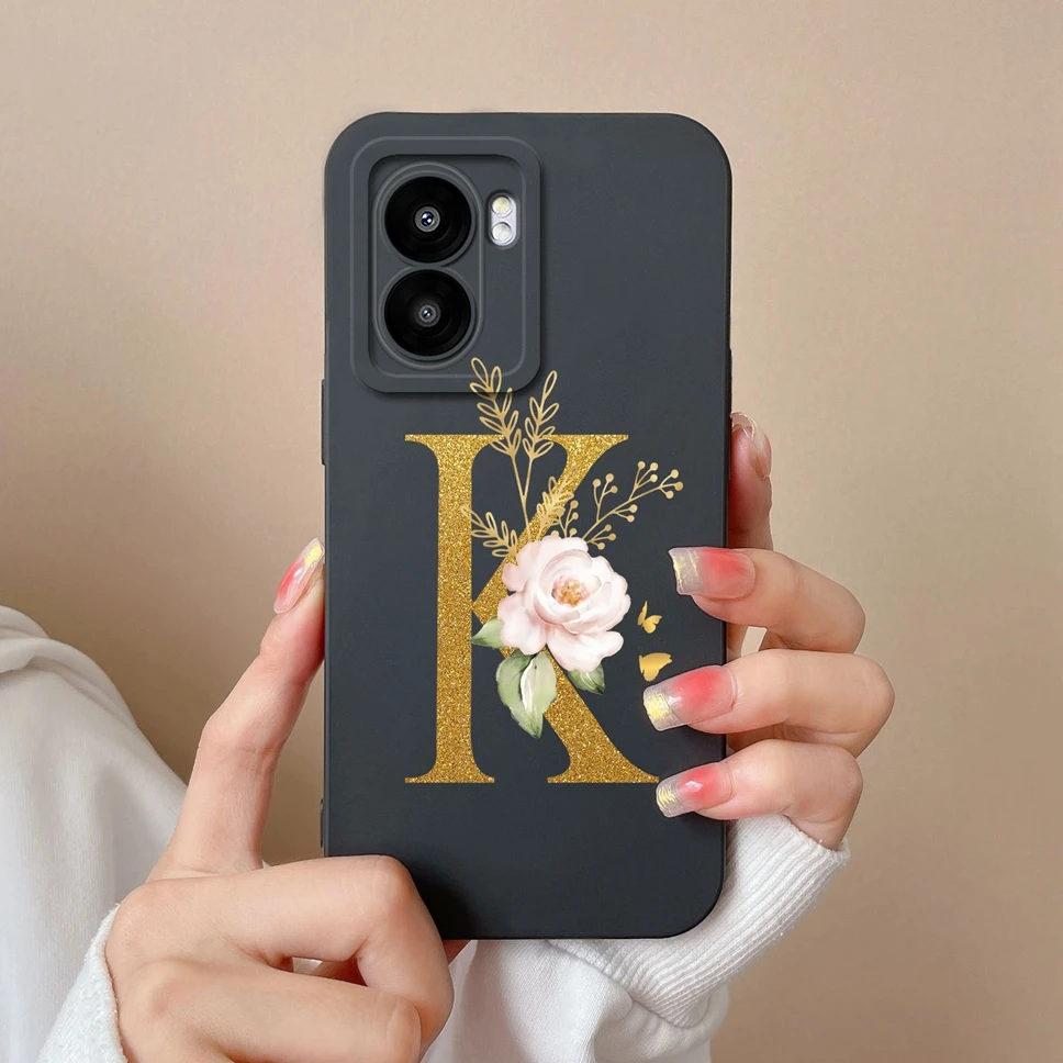 Pretty Flower Letters Liquid Silicone High-Quality Phone Cover