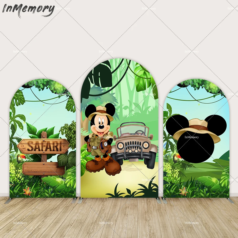 Mickey Mouse Selvagem um Arched Backdrop Capa Decoração do Partido Safari Banner Wall Personalizar Fundo do Chuveiro do Bebê Fotografia