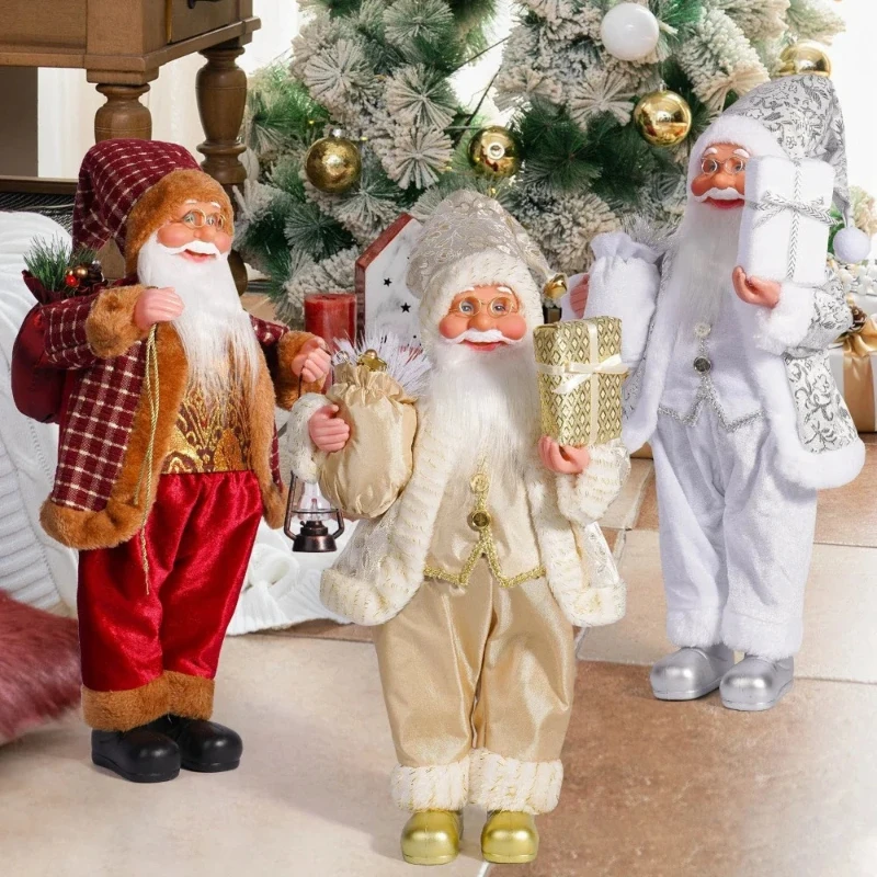 1/2 Pcs Random Color 12 Inch Christmas Standing Santa Claus Doll Display Window Decoration Supplies & Gift Christmas Decoration