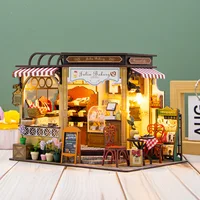DIY Wooden Julia Bakery Casa Doll Houses Miniature Model Kit Dollhouse with Furniture Lights Cottage for Friends Birthday Gifts 2