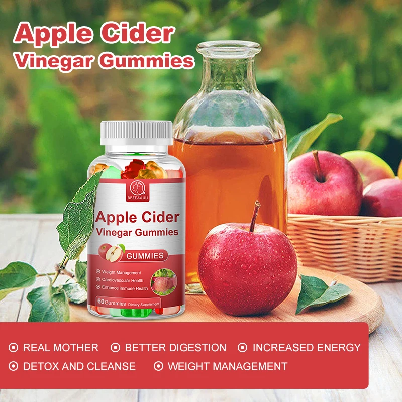 BBEEAAUU Apple Cider Vinegar Gummies Weight Management Burning Fat Relieve Bloating Constipation Lose Fat Women & Men