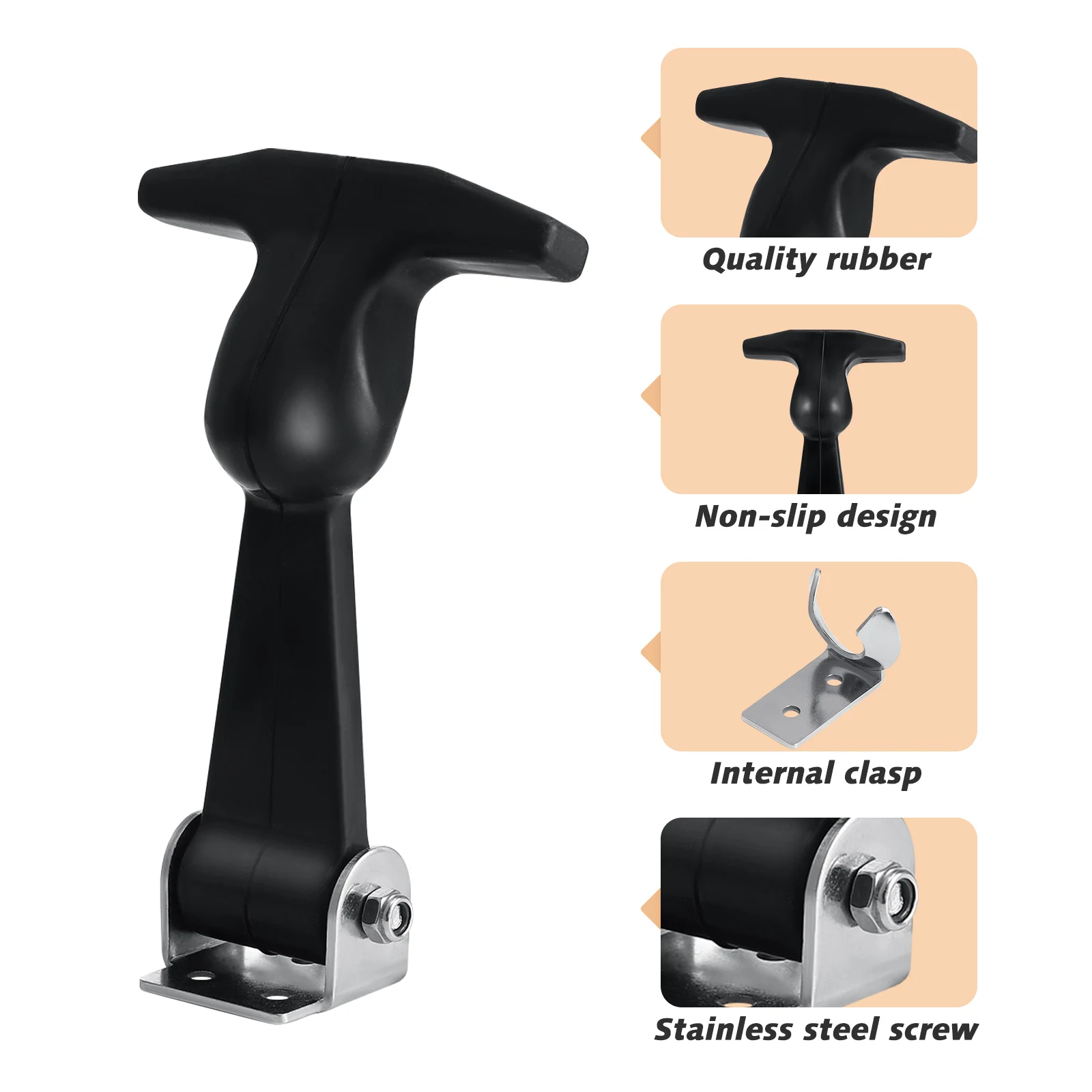 T-Handle Hasp Stainless Steel Rubber Hood Catch Flexible Hasp Hood Catch Draw Latches For Cart Tool Box 2pcs