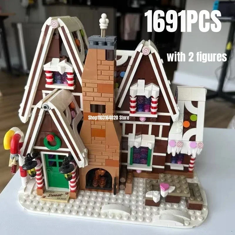 1691Pcs Gingerbread House Building Blocks Winter Village Model Fit 10267 Toys For Children Christmas Gift