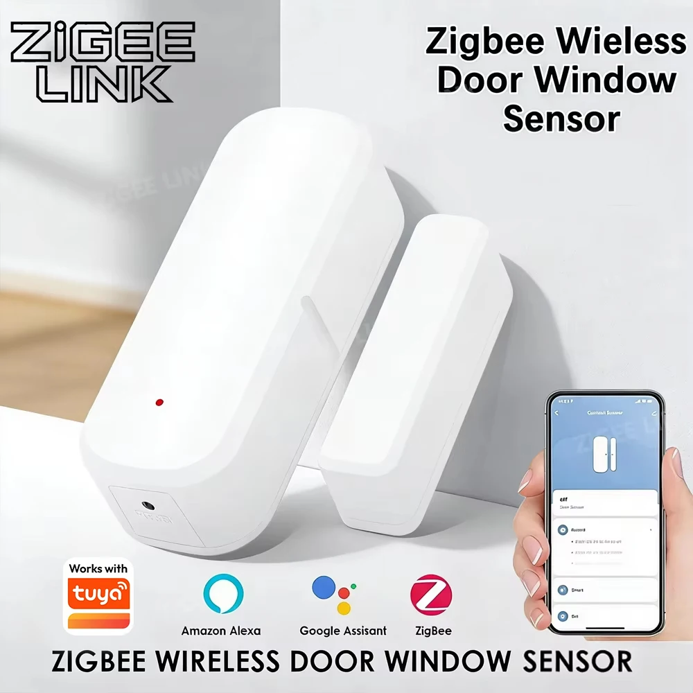 ZigBee 도어 센서 자기 접촉 감지기 스마트 홈용 실시간 알람 보안 모니터 Tuya Alexa Google Home과 호환 가능