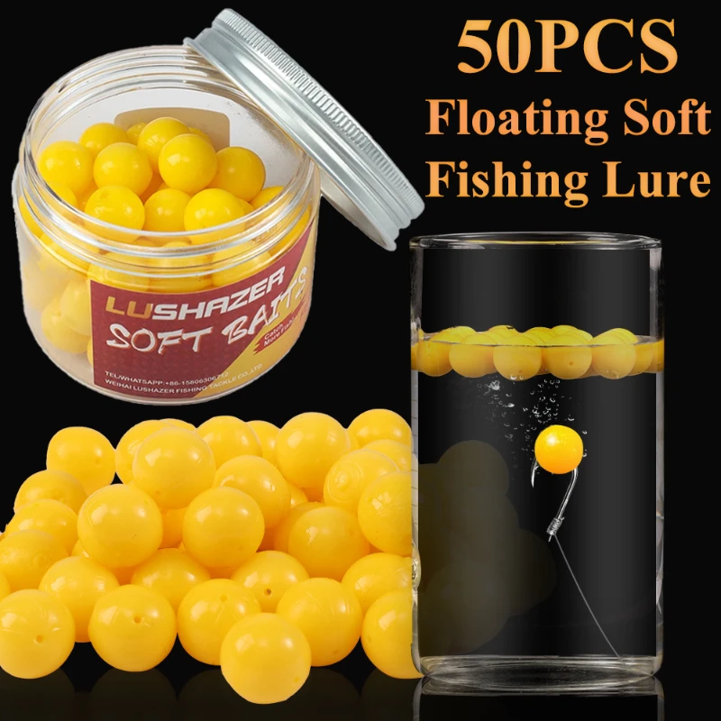 Leurre flottant maïs 50PCS - Appât artificiel TPE pour carpe avec flottabilité réglable 8-14mm