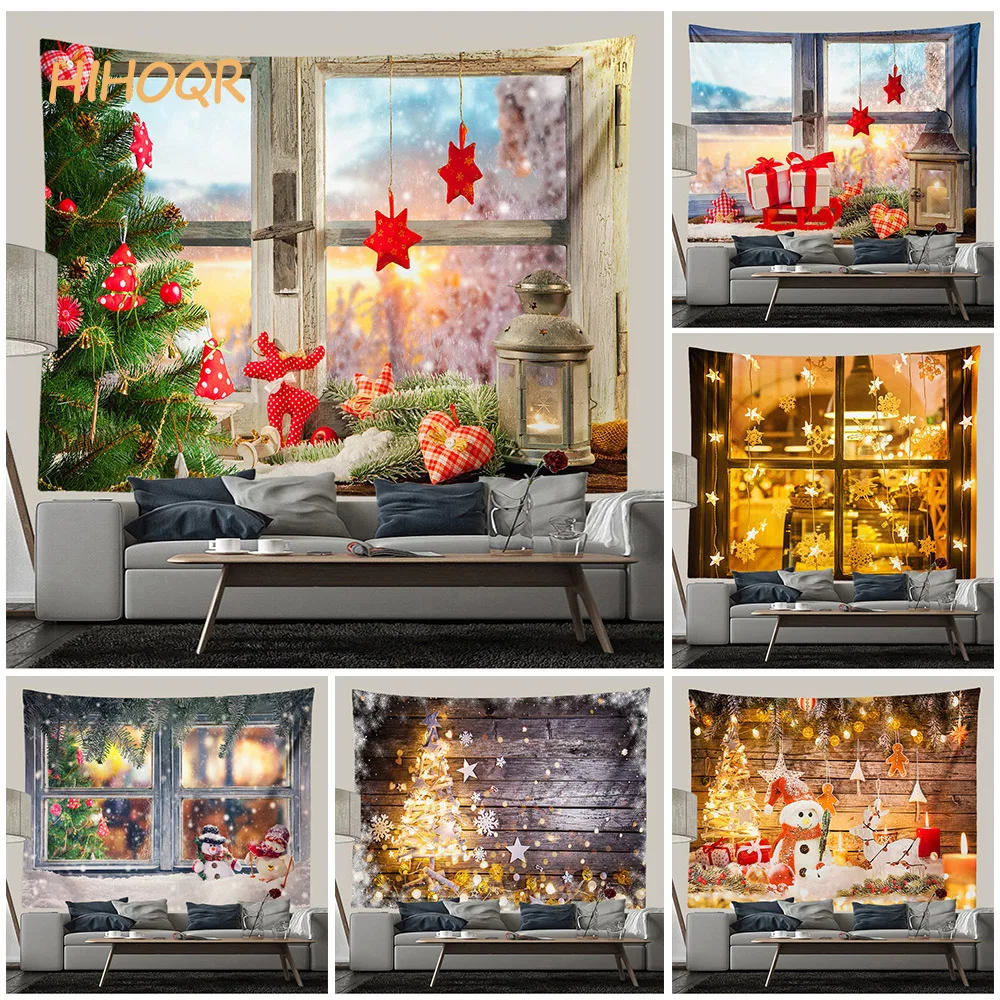 Tapisserie Murale Noël - Décoration Festive Arbres Sapins Pour Salon, Chambre, Fenêtre - 150x200 Cm - Polyester Imprimé 3D