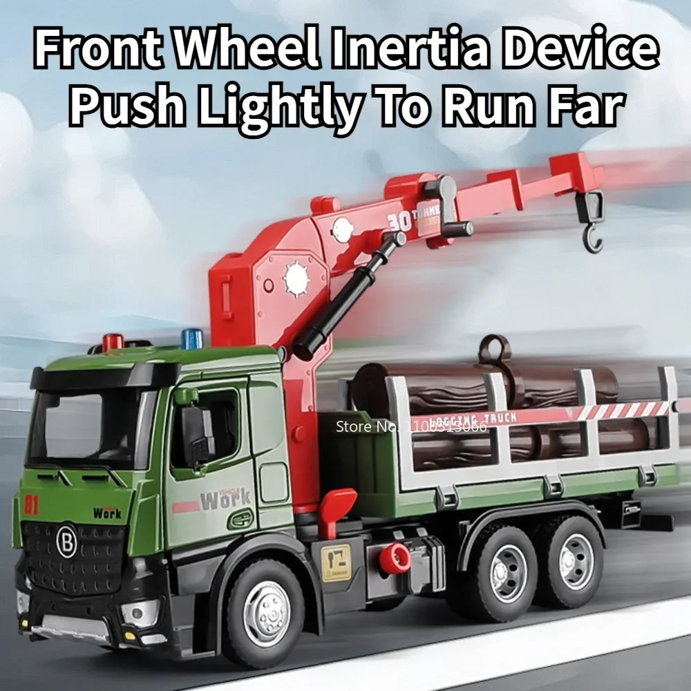 1:24 Alloy Timber Transport Wagon Car Toy Metal Diecasts Model Engineering Vehicle with Pull Back Function Car Toys for Boy Gift 4