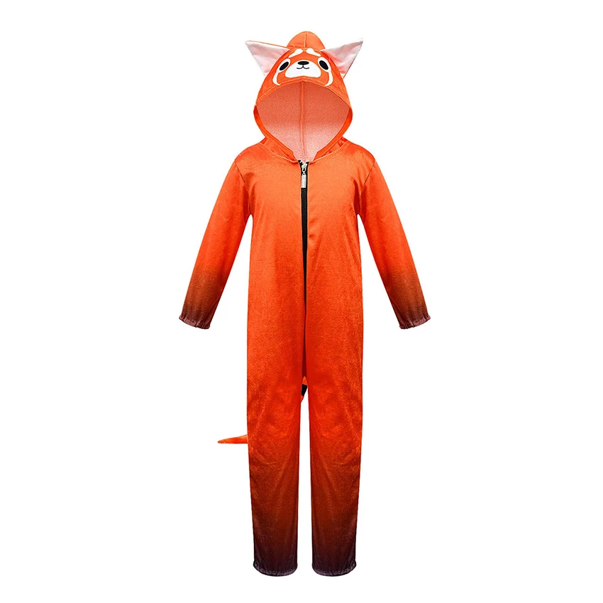 

Turning Red Meilin Pajamas Cosplay Costumes Anime Girl Dress Jumpsuits Meilin Tail One Piece Halloween Costume for Kids Clothes