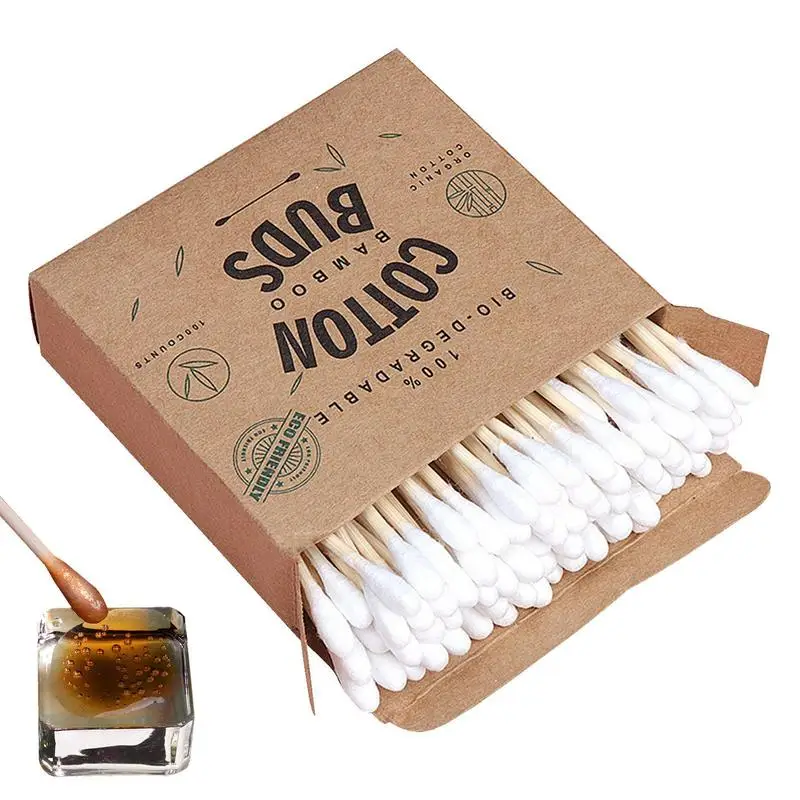 

Makeup Cotton Swabs 100pcs/lot Double Head Cotton Buds With Bamboo Sticks One-time Eyelash Extension Glue Removing Tools