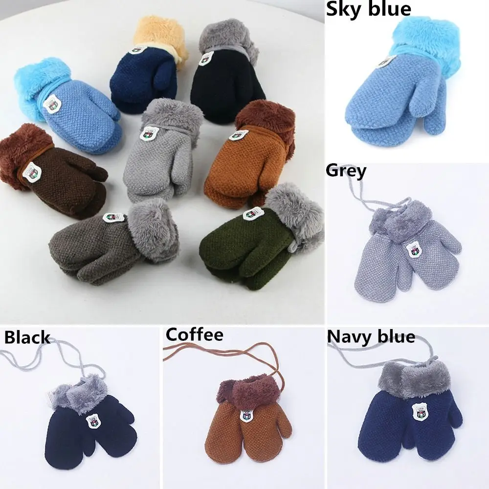 Winter Soft Plush Kids Gloves Cute Knitted Mittens Thick Warm For 2-9 years old 6