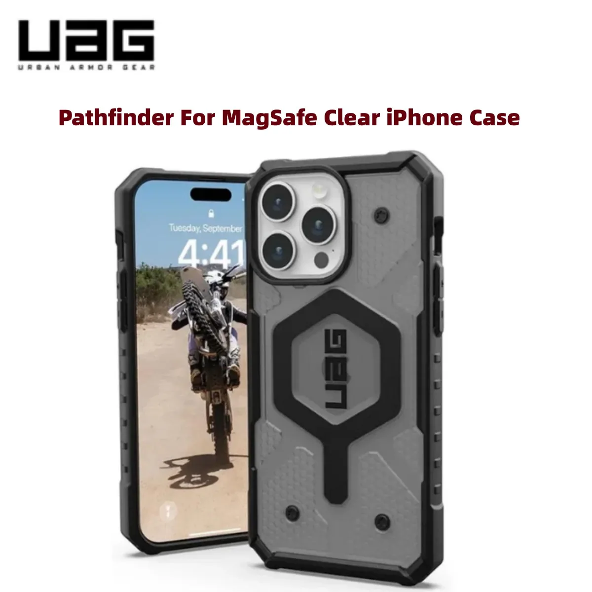 

UAG Pathfinder Clear MagSafe Cover For Apple iPhone 12 13 14 15Pro Max 15 Plus 15 Pro Magnet Magnetic Original Transparent Case