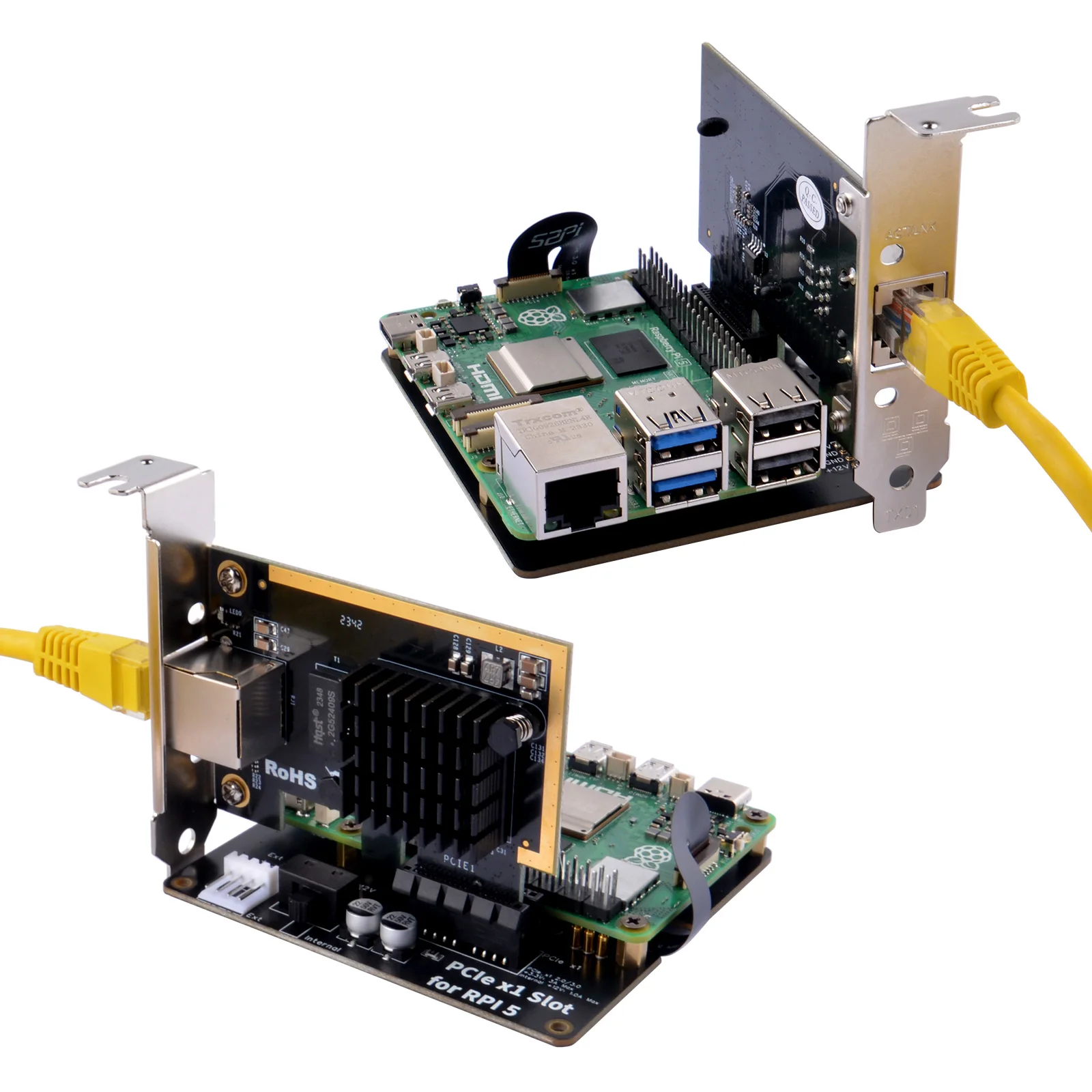 Raspberry pi com Cabo Ffc P02 Pcie x1 Slot Extensão Board 52pi - Imagem 3
