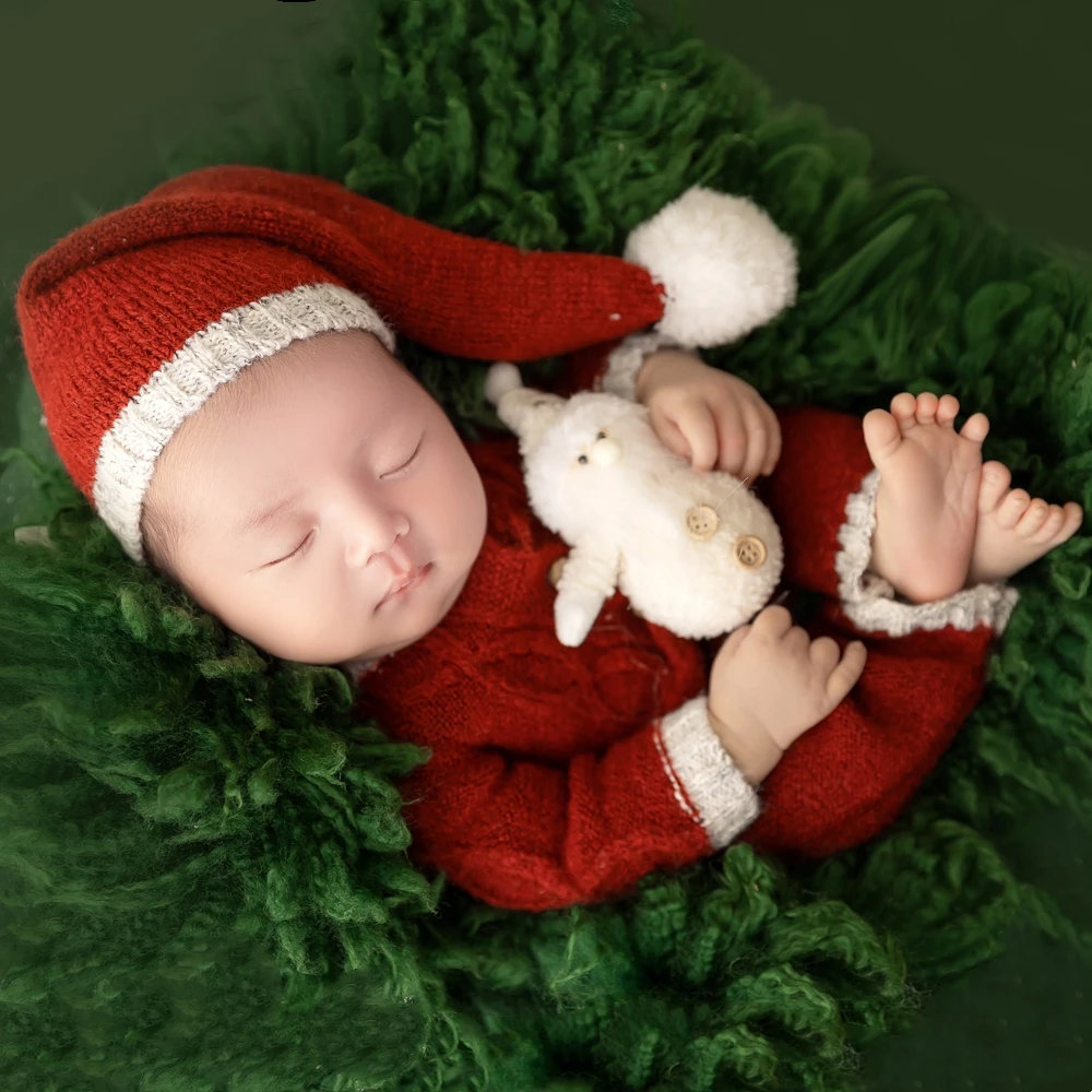 

Newborn Photography Clothing Christmas Hat+Jumpsuit Infants Photography Props Baby Christmas Costume Studio Shoots Accessories