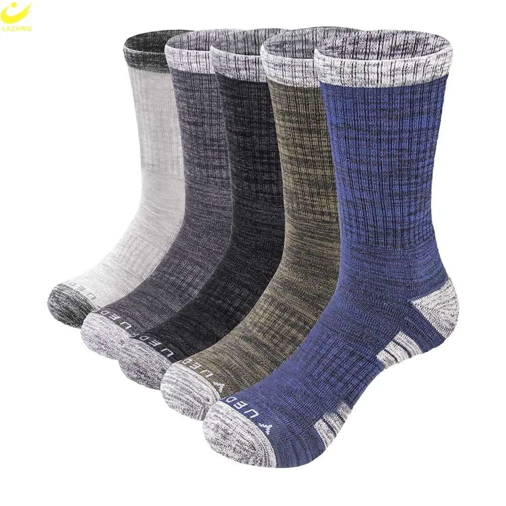 LAZAWG 5Pairs Men's Cotton Running Crew Socks Middle Tube High Quality Casual Breathable Warm Sports Socks for Men Soft Sock