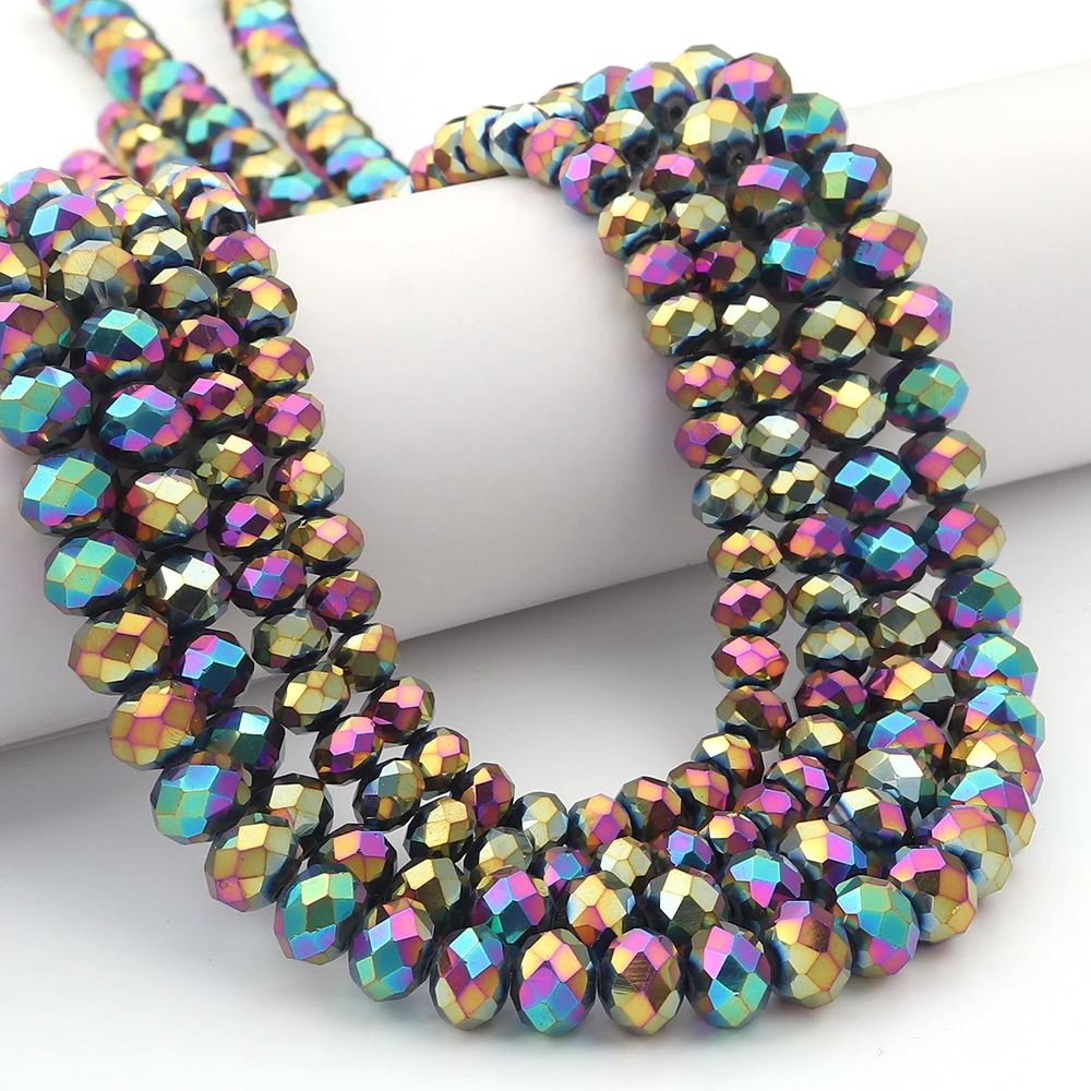 Mehrfarbige 4 6 8 mm Kristallperlen, Rondelle, lose Abstandshalter, Glasperlen für Ornamente, Herstellung, DIY, handgefertigtes Bastelzubehör – Detail 5