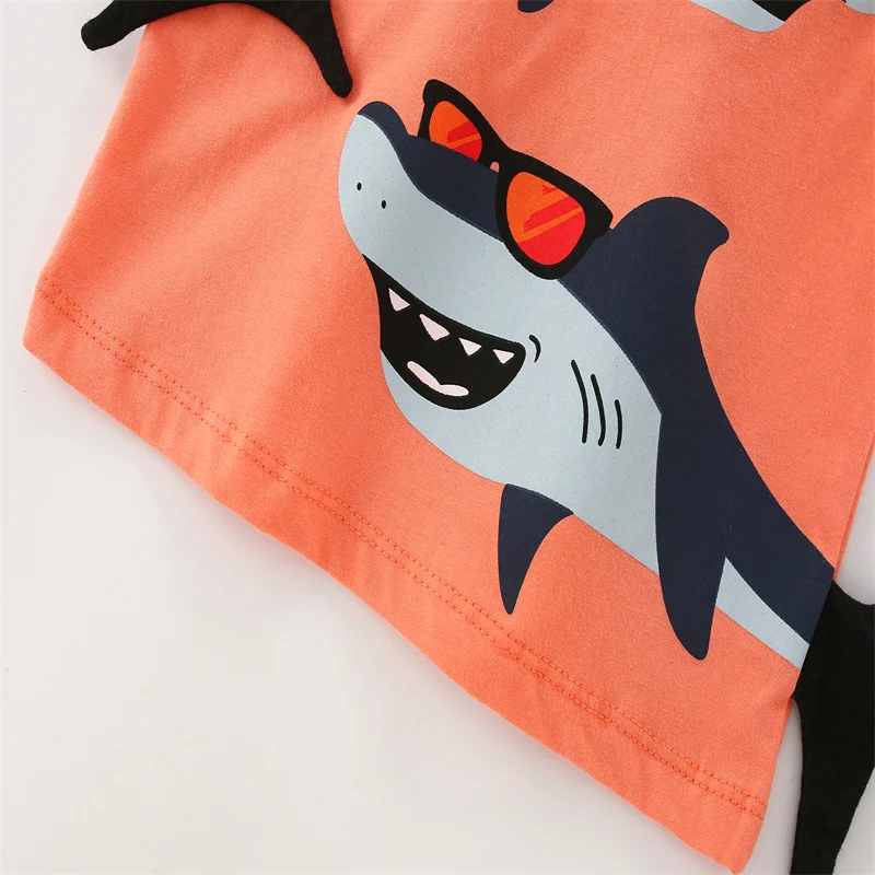 Jumping Meters 2-7T New Arrival Sharks Boys T Shirts Kids Fashion Baby Clothes Short Sleeve Toddler Costume Shirts Tops