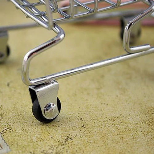 Baby Pretend Toy Supermarket Hand Trolley Mini Shopping Cart Desktop Decoration Storage Toy Gift Dollhouse Furniture Accessories 3