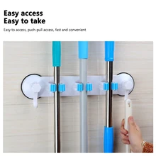 

Wall Mounted Suction Cup Mop Holder Storage Rack Hooks Brush Broom Organizer Hanger Home Bathroom Accessories Punch-free Holder