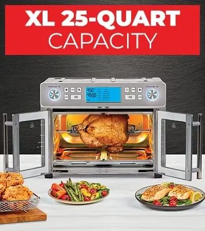 360 Air Fryer Oven Combo with French Door, 25 QT Extra Large Cook Two Foods in Different Ways, Up to 60% Faster from Frozen 6