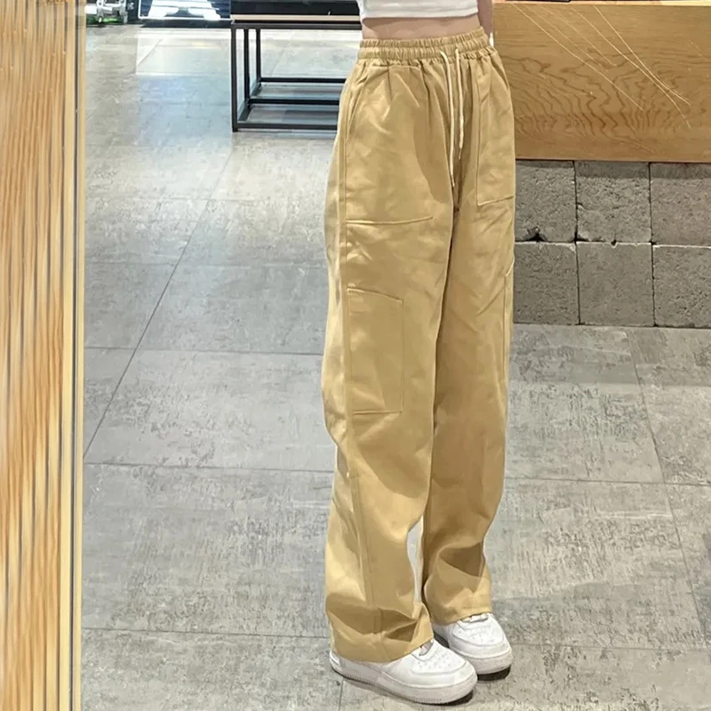 

Streetwear High Waist Cargo Pants American Retro Casual Loose Wide Leg Pants Y2K Fashion All Match Female Trousers