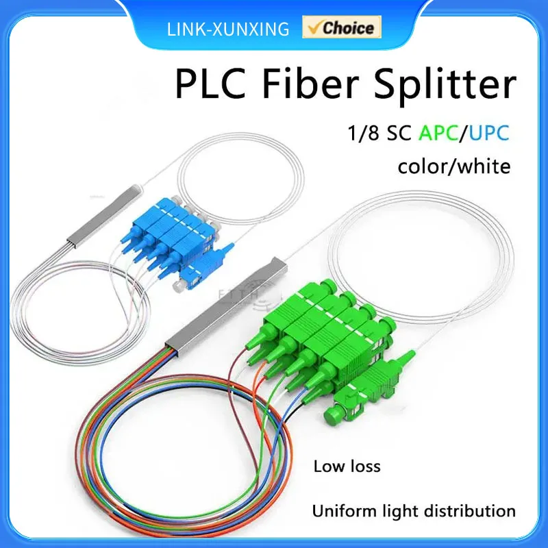 광섬유 10pcs PLC 분배기 1x8 SC/APC 0.9mm 강철 튜브 미니 블록리스 FTTH SM 1*8 SC UPC 커넥터 P..