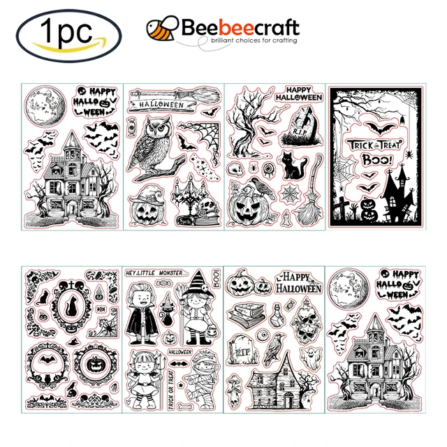 Halloween Theme Silicone Stamps Transparent Clear Stamp Scrapbook Supplies  1pc S