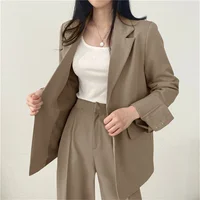Elegant Office Lady Business Suit Set Blazers 2026 Spring New Women's Clothing Suit Jacket Casual Pants Set Wide Leg Suit Pants