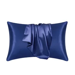 Nordic Luxe Silk Pillowcase - Elegant Multi-Color Collection - 1PCx51x76cm(20x30in) (Navy Blue)