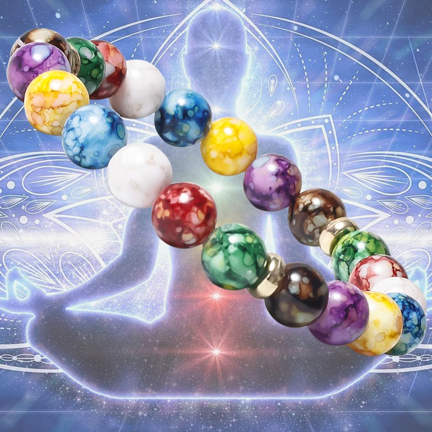 Bracciale dei Sette Chakra Elastico Sfere 8 mm - Tutti i Bracciali