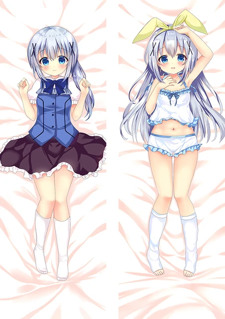 Dakimakura anime gochuumon wa usagi desu ka é o ord duplo-face de impressão  de tamanho