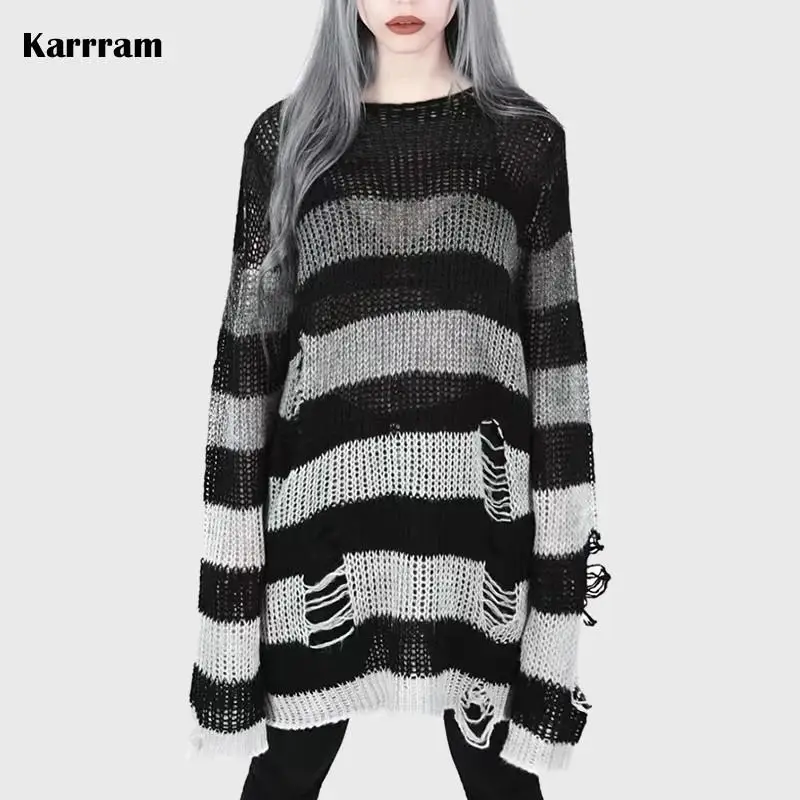 Karrram Punk Gothic Sweater Emo Tops E-girls Mall Goth Pullovers