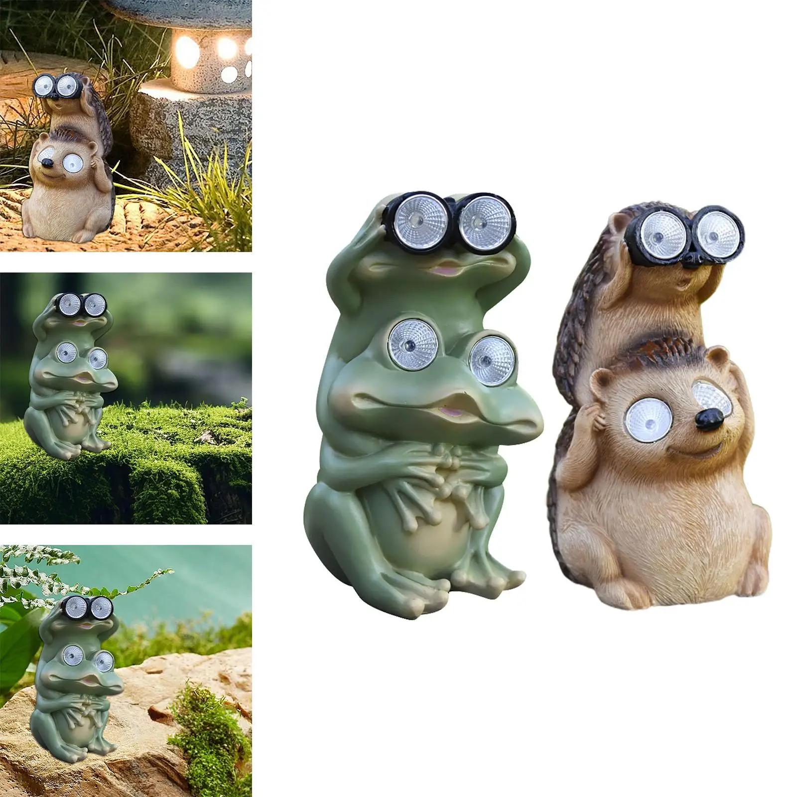 Solar Garden Statue Resin Animal Figurine Farm LED Light up Lawn Ornament