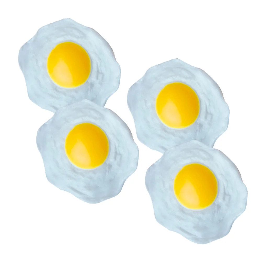 

4 Pcs Poached Omelette Anti-stress Toys Basket Filler Egg Simulation Fried Tpr Soft Glue Pranking Toddler Adukt