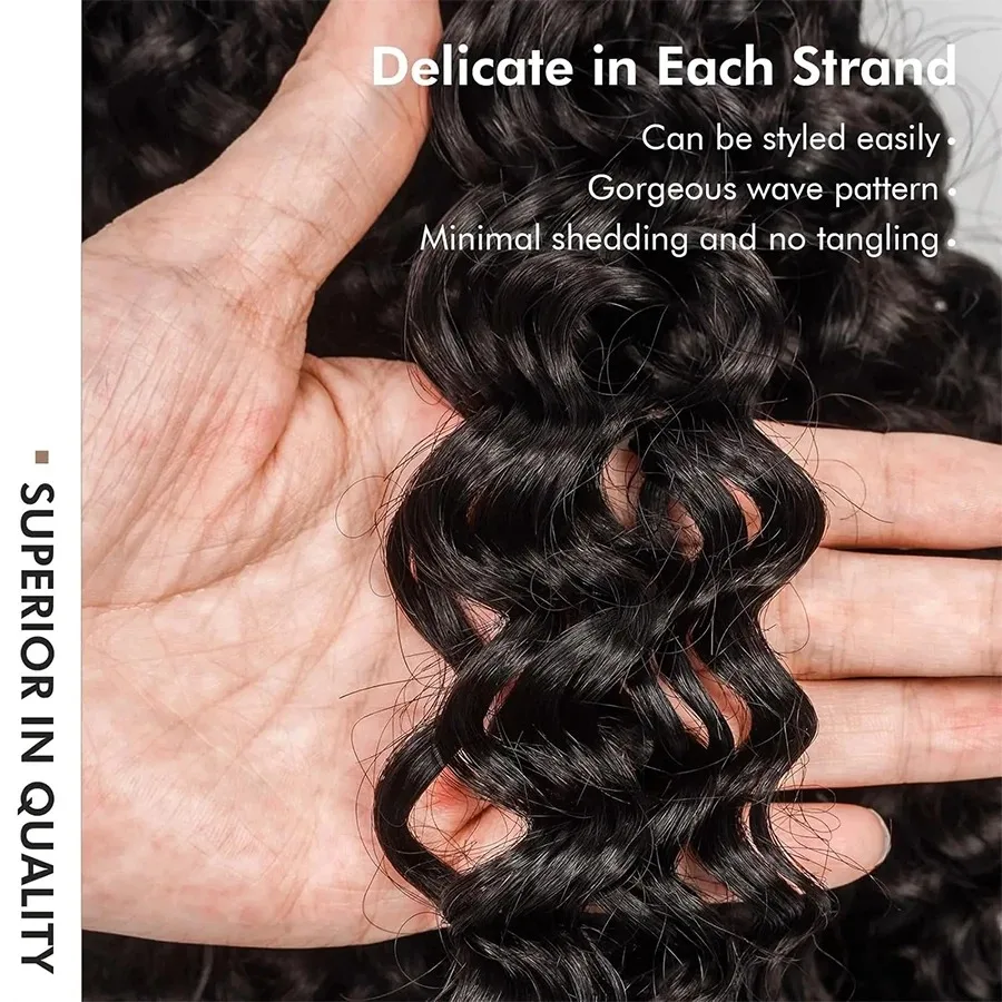 24 Inch Burmese Curly Crochet Knotless Pre-Separated Natural Black Kinky Curly Feather Crochet Hair Extensions For Braiding 4