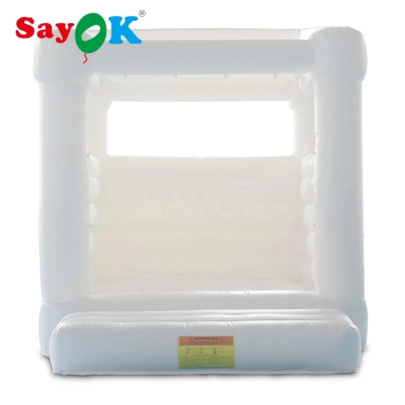 

PVC Inflatable Castle Wedding Bounce House White Inflatable Bouncy Jumper with Air Blower for Party Event, 3.6x3x3m