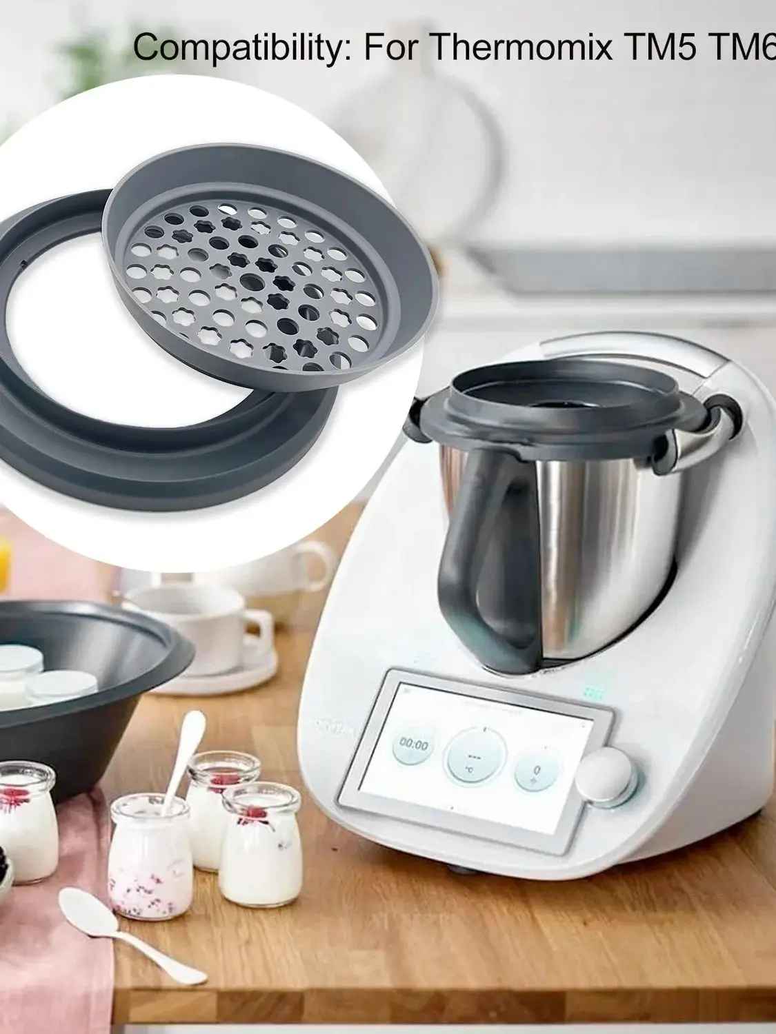 Description Picture 6 of itemSPAETZLE Maker Set for Thermomix TM6/TM5 Big Hole Lid  Batter Dispenser Mixer Bowl Cover&Dough Sieve Practical Kitchen Accessory