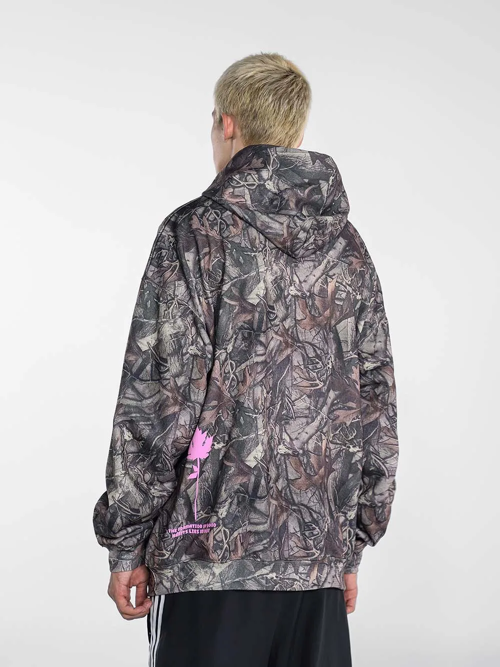 Camouflage pink alphabet Casual Hoodie Y2K Fashion Street Pullover Men Clothing Fall Winter Long Sleeve Streetwear