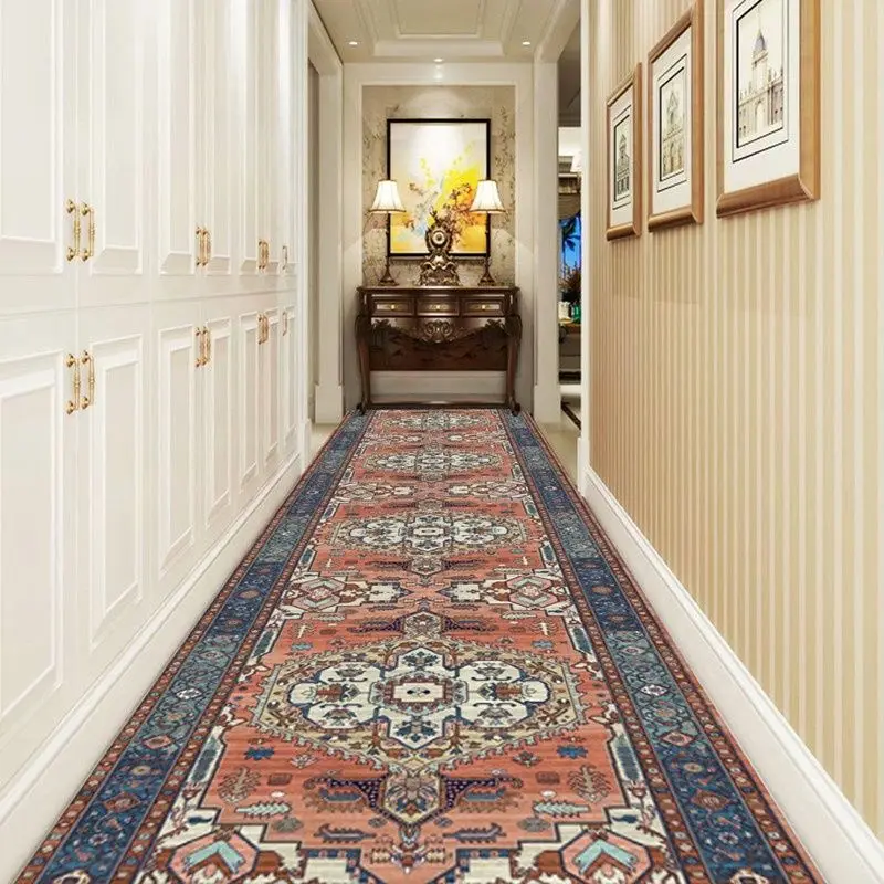 European Long Corridor Carpets for Hallway Living Room Decoration Home Anti-skid Entry Floor Mats Hotel Lobby Stairway Area Rugs 5