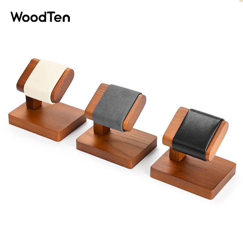 WoodTen 거치대 시계 디스플레이 정리함 스탠드, 팔찌 시계 디스플레이 랙, T자형 솔리드 우드 시계 스탠드